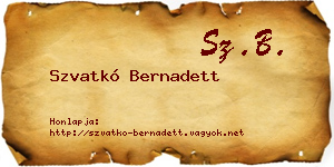 Szvatkó Bernadett névjegykártya